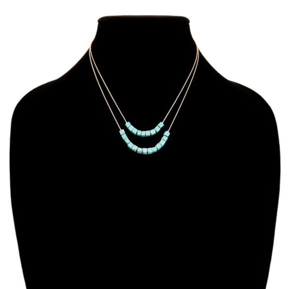 SOLD OUT Dalmatian Cube Natural Stone Double Layer Necklace - Picture 3 of 4